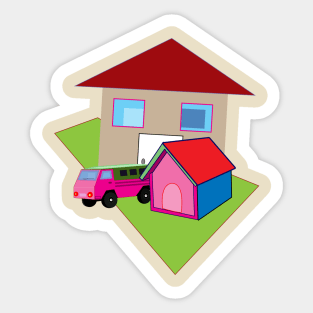 truck, dog house and flat Sticker